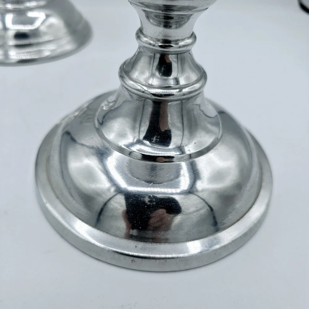 Pottery Barn Gemma Silver Tone Pillar Candle Holders - set of two